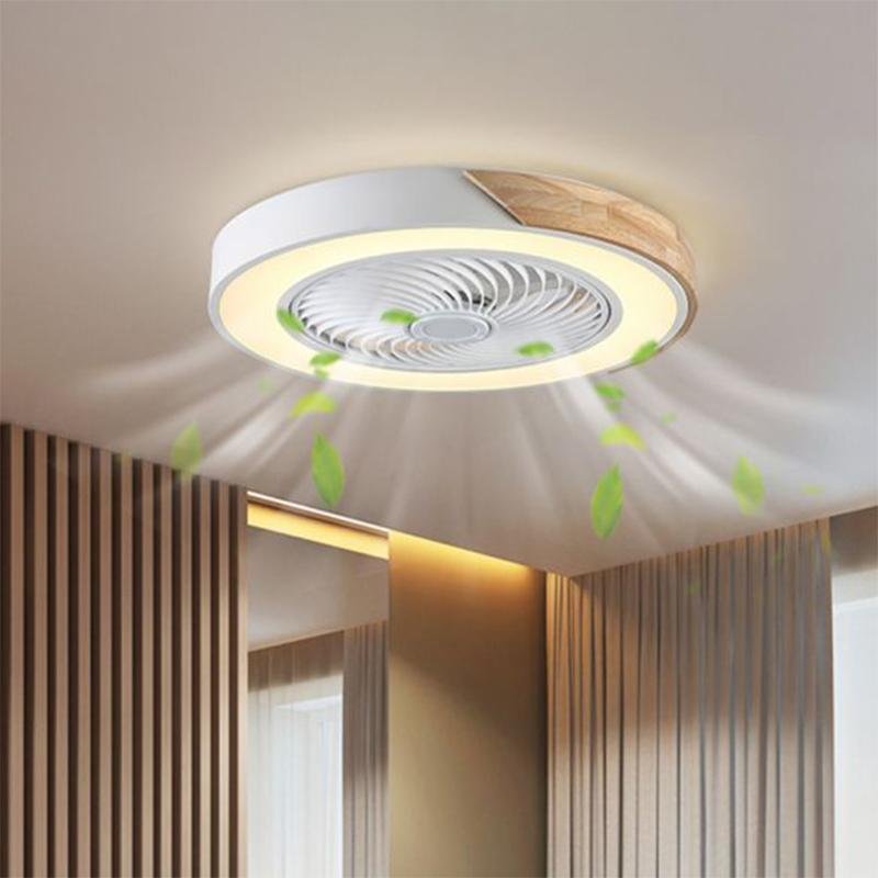 21'' LED Round Square Flush Mount Bladeless Ceiling Fan Lights - Lamp Outdoor