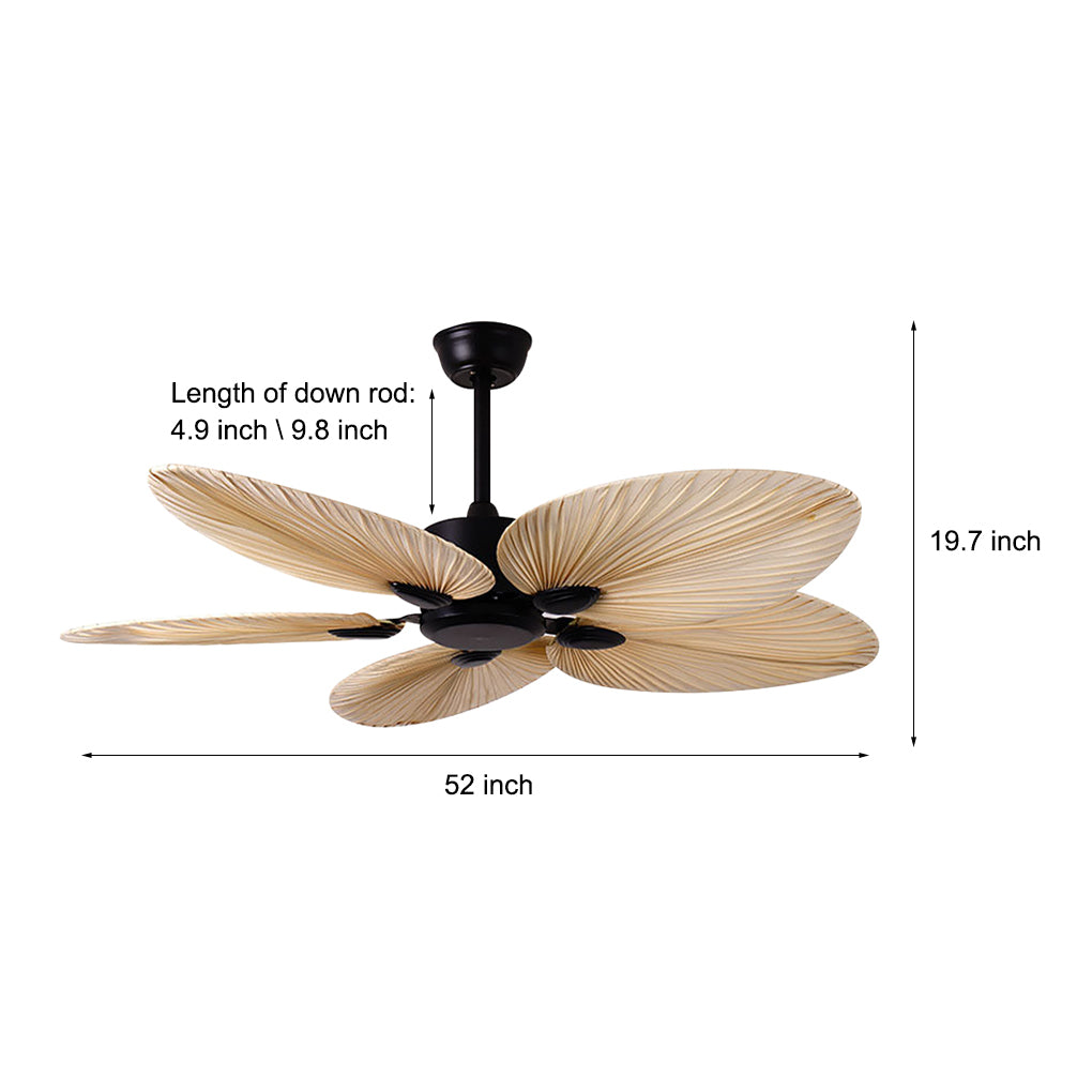 Palm Leaf Inverter Timed Silent 52'' Flush Mount Ceiling Fan Modern Fans - Lamp Outdoor
