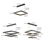 3 Layers Square Stepless Dimming LED Black Modern Chandelier with Remote Control - Lamp Outdoor
