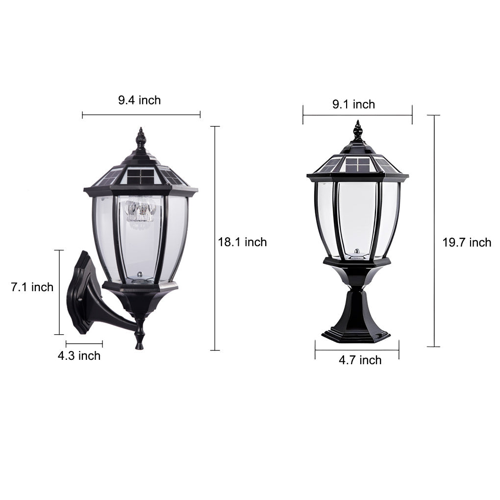 Led Waterproof Black Vintage Outdoor Solar Fence Post Lights with Remote - Lamp Outdoor