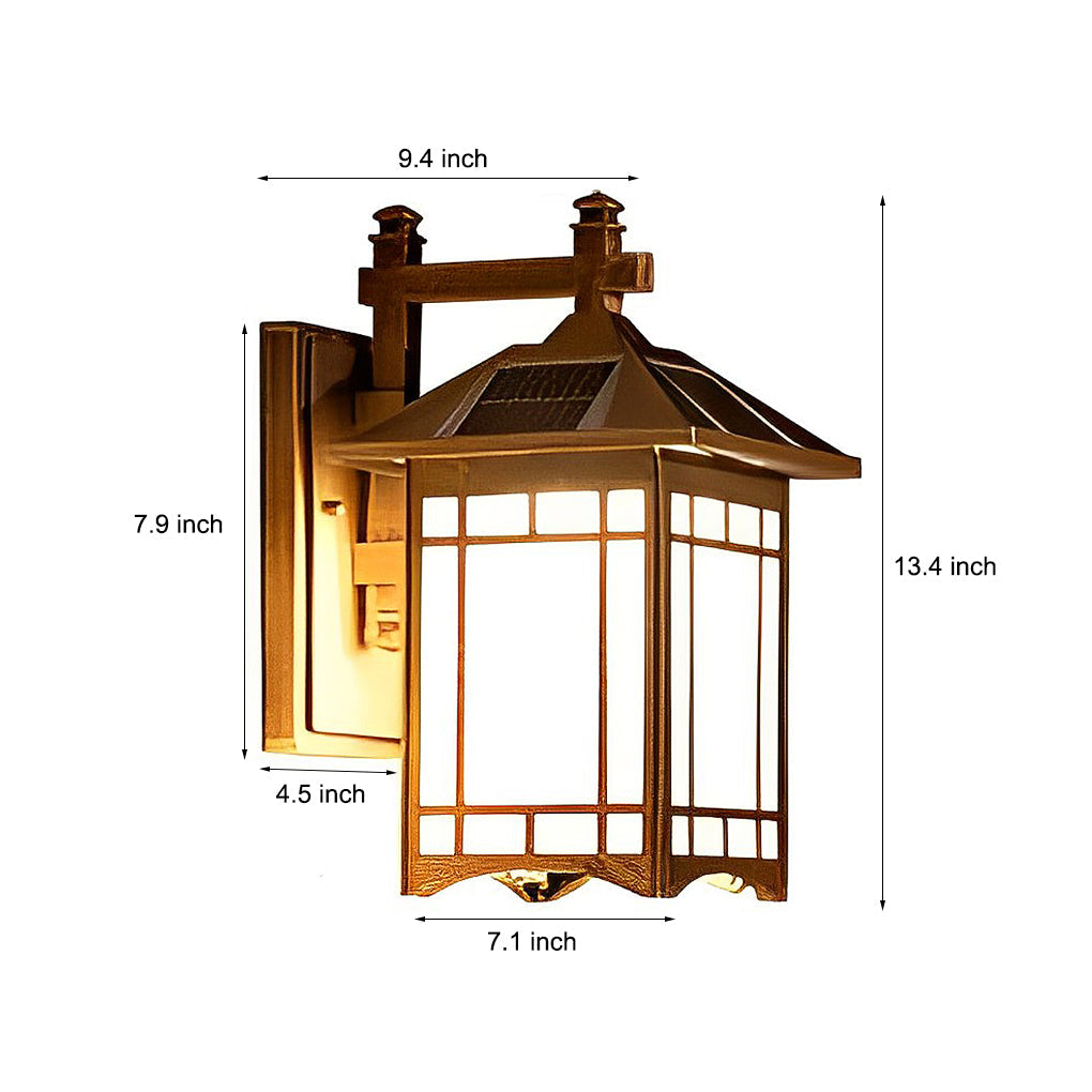 Retro Waterproof LED Vintage Solar Wall Lamp with Remote Wall Sconce Lighting - Lamp Outdoor