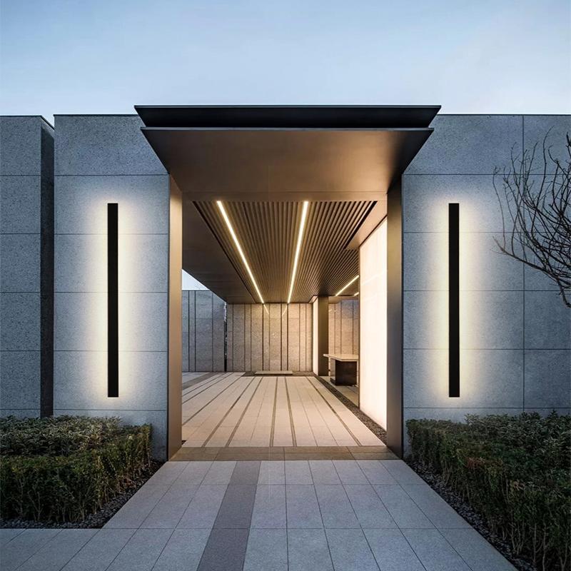 Black Long Strip Sconce Light Wall Lights Outdoor LED Lighting | Dazuma