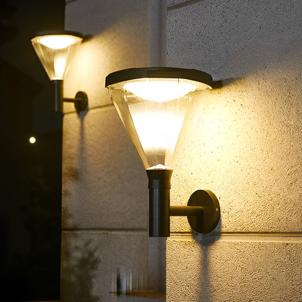 Waterproof Dimmable LED Black Modern Solar Outdoor Wall Lights Wall Lamp | Dazuma