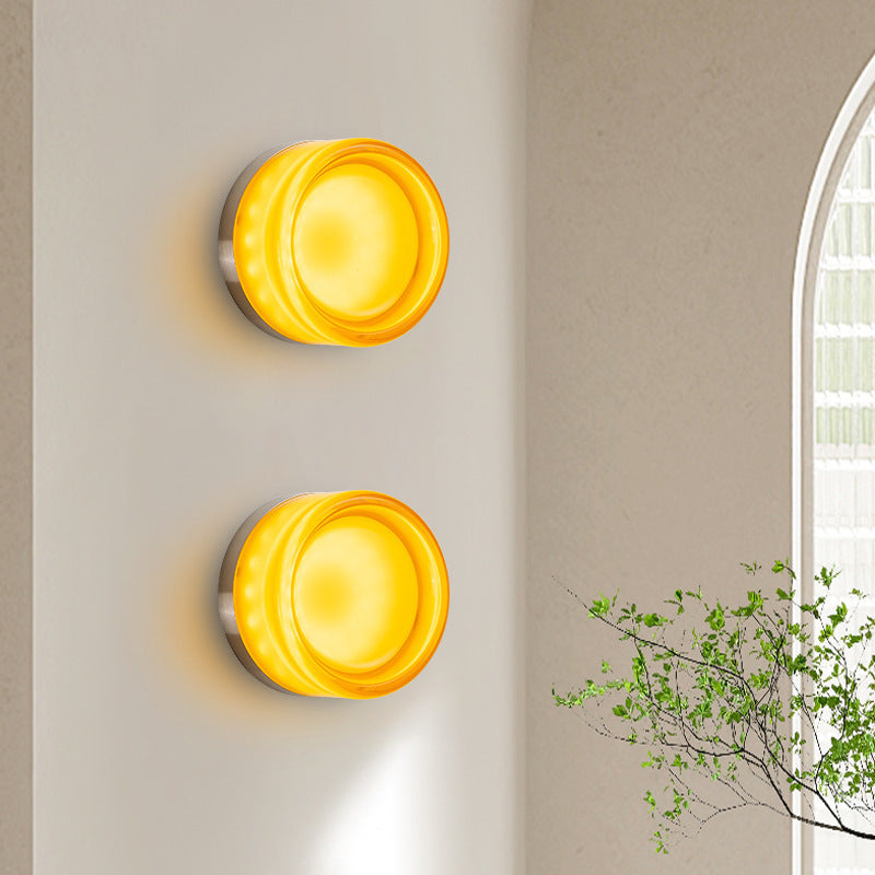 Valentina Modern Mini Drum Metal/Acrylic Outdoor Wall Lamp, Transparent - Letslighting