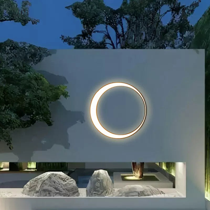 Aria Modern Art Ring LED Outdoor Wall Lamp Metal Garden Corridor Balcony - Letslighting