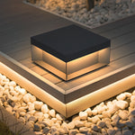Square LED Hardwired/Solar Outdoor Pier Mount Lantern Post Light Black | Dazuma