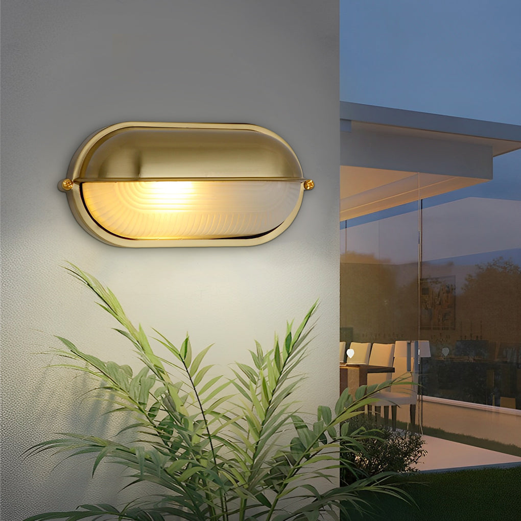 Round Oval Cast Aluminum Glass Waterproof Retro Industrial Wall Lamp | Dazuma