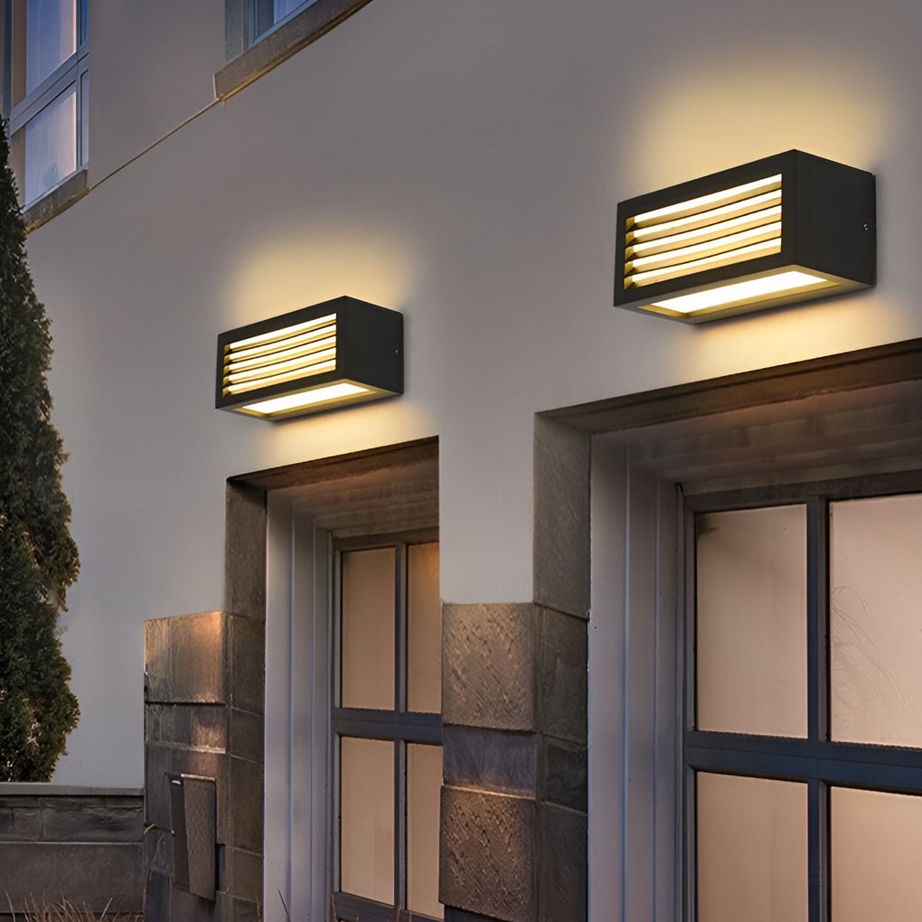 Rectangle Waterproof 12W LED Black Modern Outdoor Wall Sconces Lighting | Dazuma
