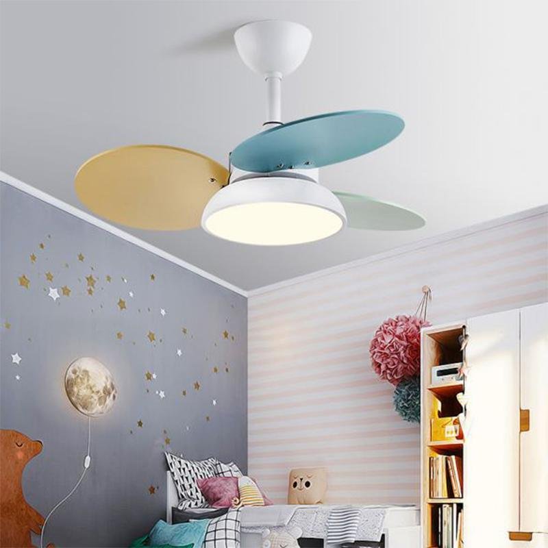 Modern Colorful Kids Pendant Ceiling Fans with Light for Bedroom - Lamp Outdoor