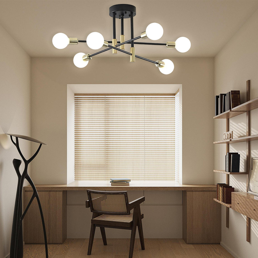 6-light LED Sputnik Design Nordic Semi-Flush Mount Lighting Chandelier - Lamp Outdoor