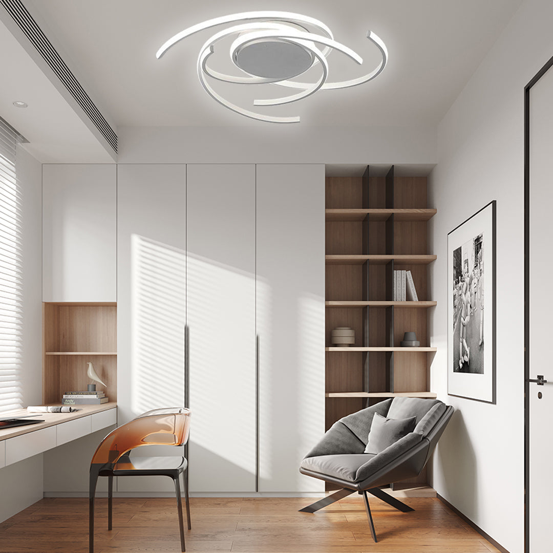 30 Inch Swirls Circle Abstract LED Flush Mount Ceiling Light - Lamp Outdoor