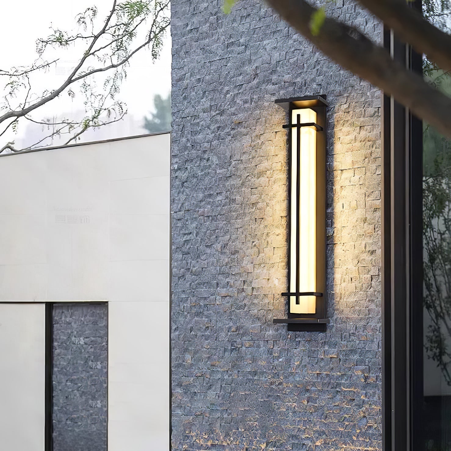 Square Outdoor Wall Light Imitation Alabaster Waterproof - Lamp Outdoor