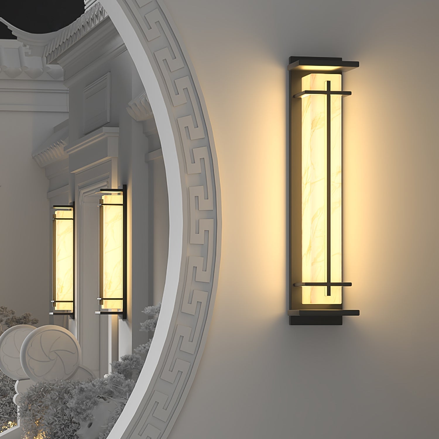 Square Outdoor Wall Light Imitation Alabaster Waterproof - Lamp Outdoor