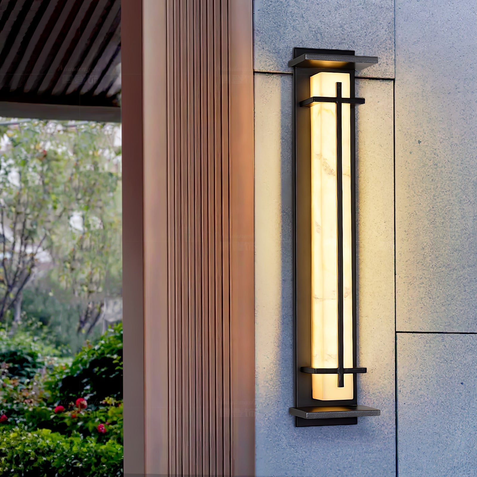 Square Outdoor Wall Light Imitation Alabaster Waterproof - Lamp Outdoor