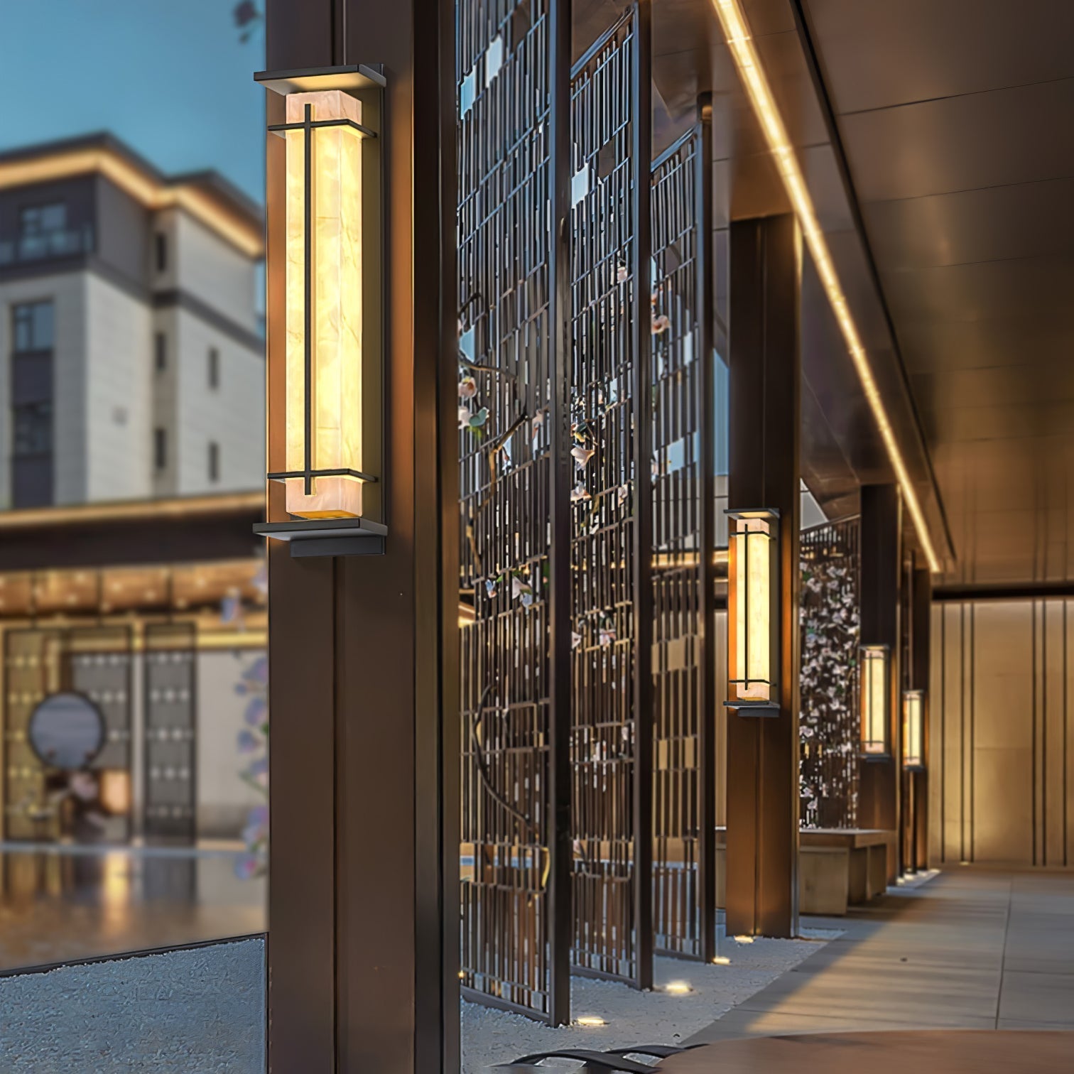 Square Outdoor Wall Light Imitation Alabaster Waterproof - Lamp Outdoor