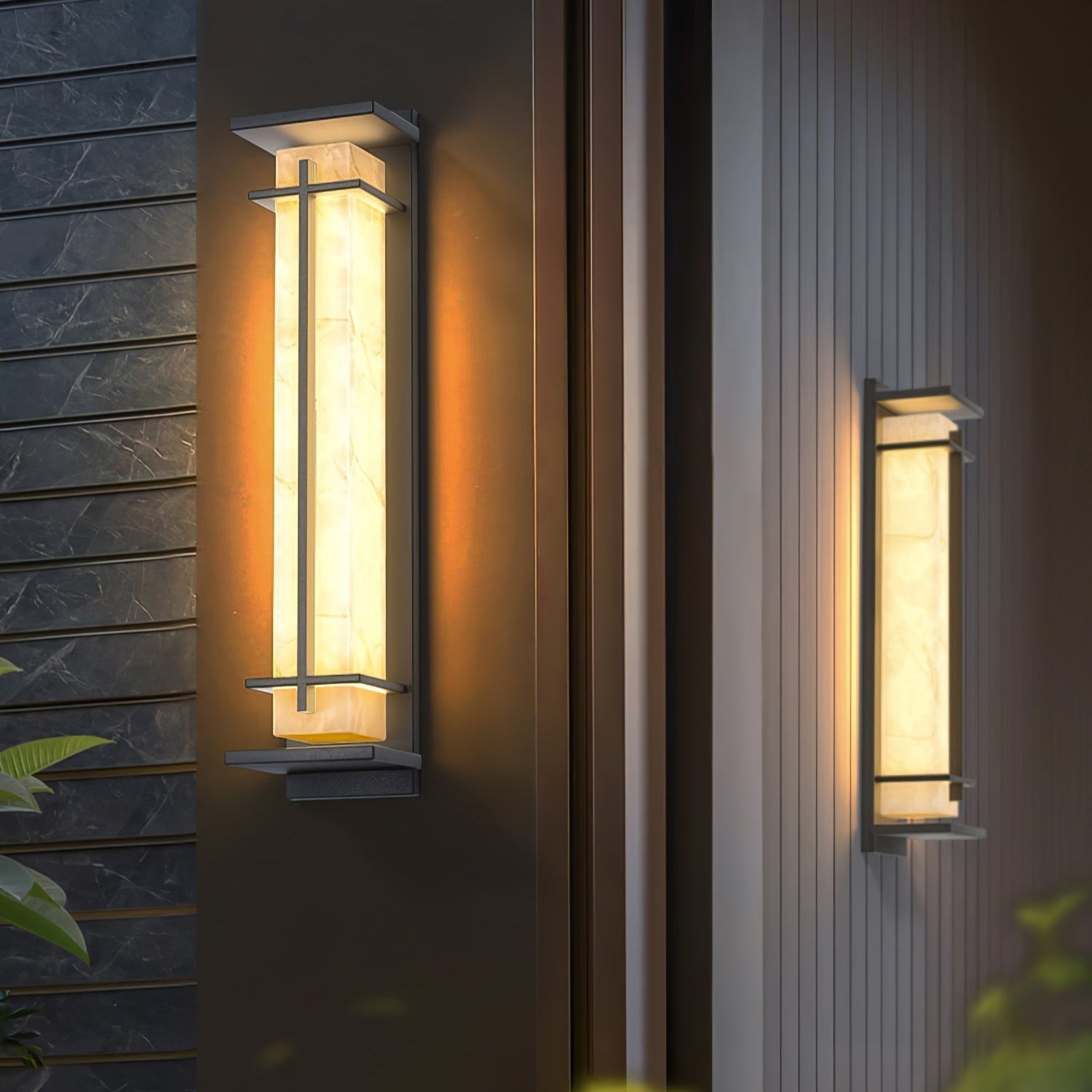 Square Outdoor Wall Light Imitation Alabaster Waterproof - Lamp Outdoor