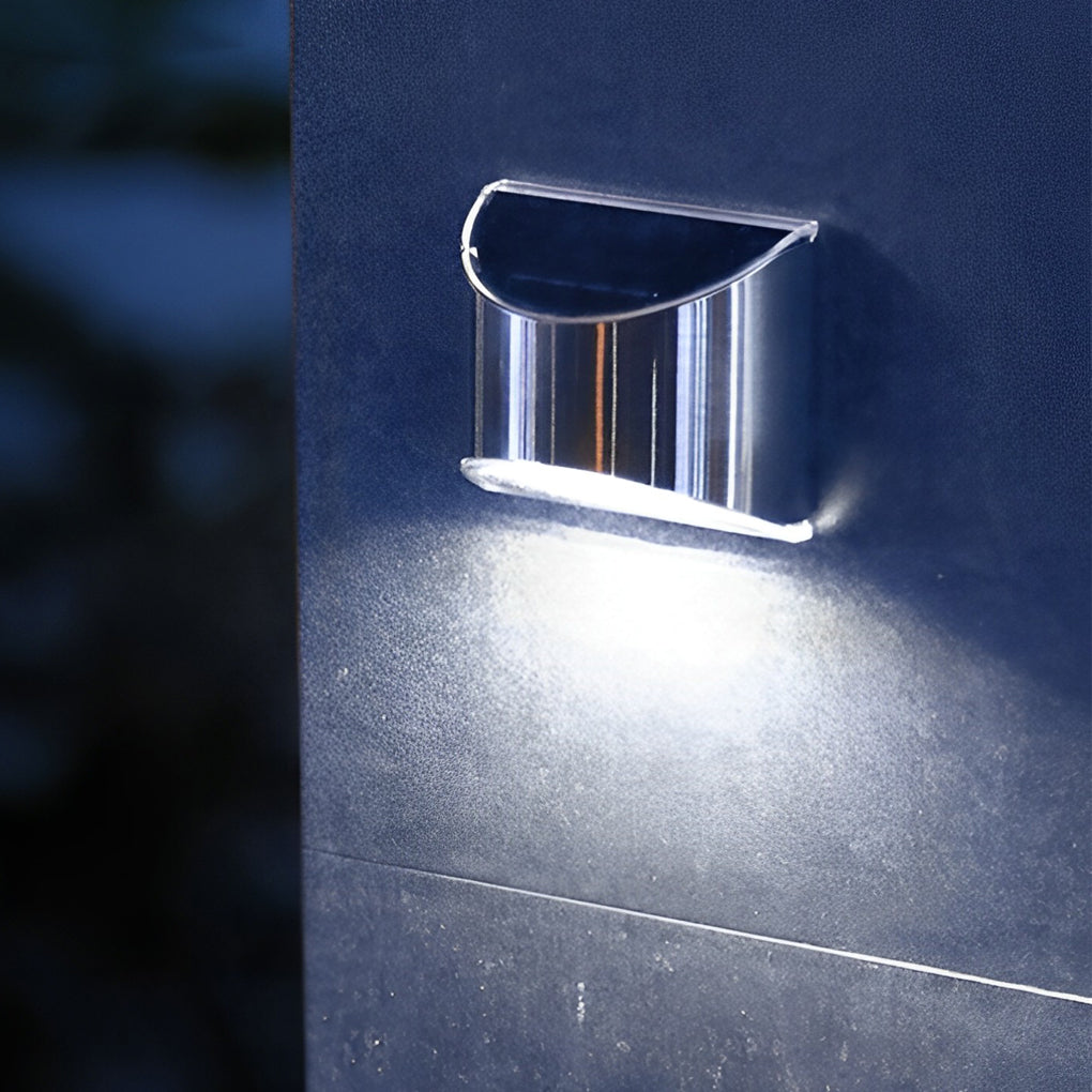 Stainless Steel Minimalist Waterproof Silver Modern Solar Wall Lamp |  Dazuma