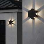 Unique Star Up and Down Lighting LED Waterproof Black Modern Wall Lamp | Dazuma