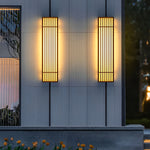 Retro Vertical Stripe Grid LED Waterproof Brown Outdoor Wall Lamp | Dazuma