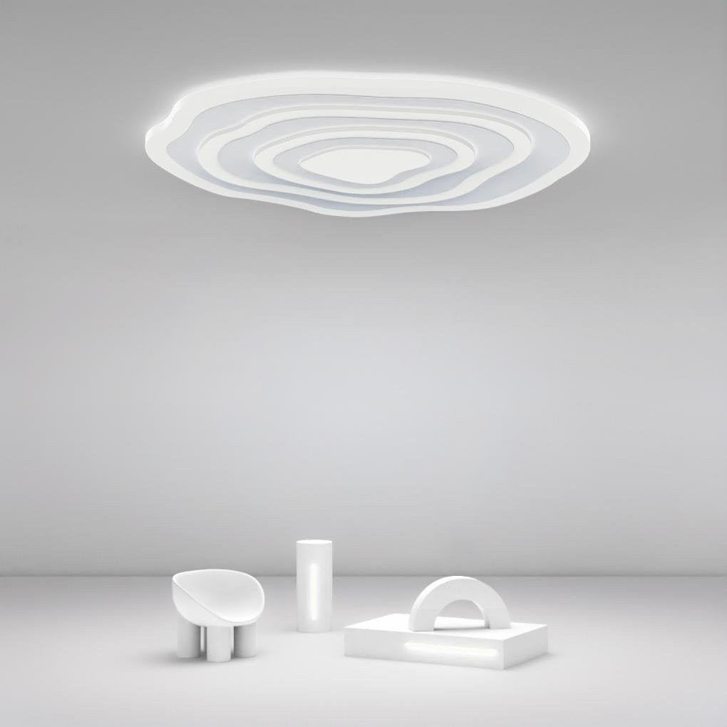 Modern Industrial Rippled White Flush Mount Ceiling Light for Bedroom - Lamp Outdoor