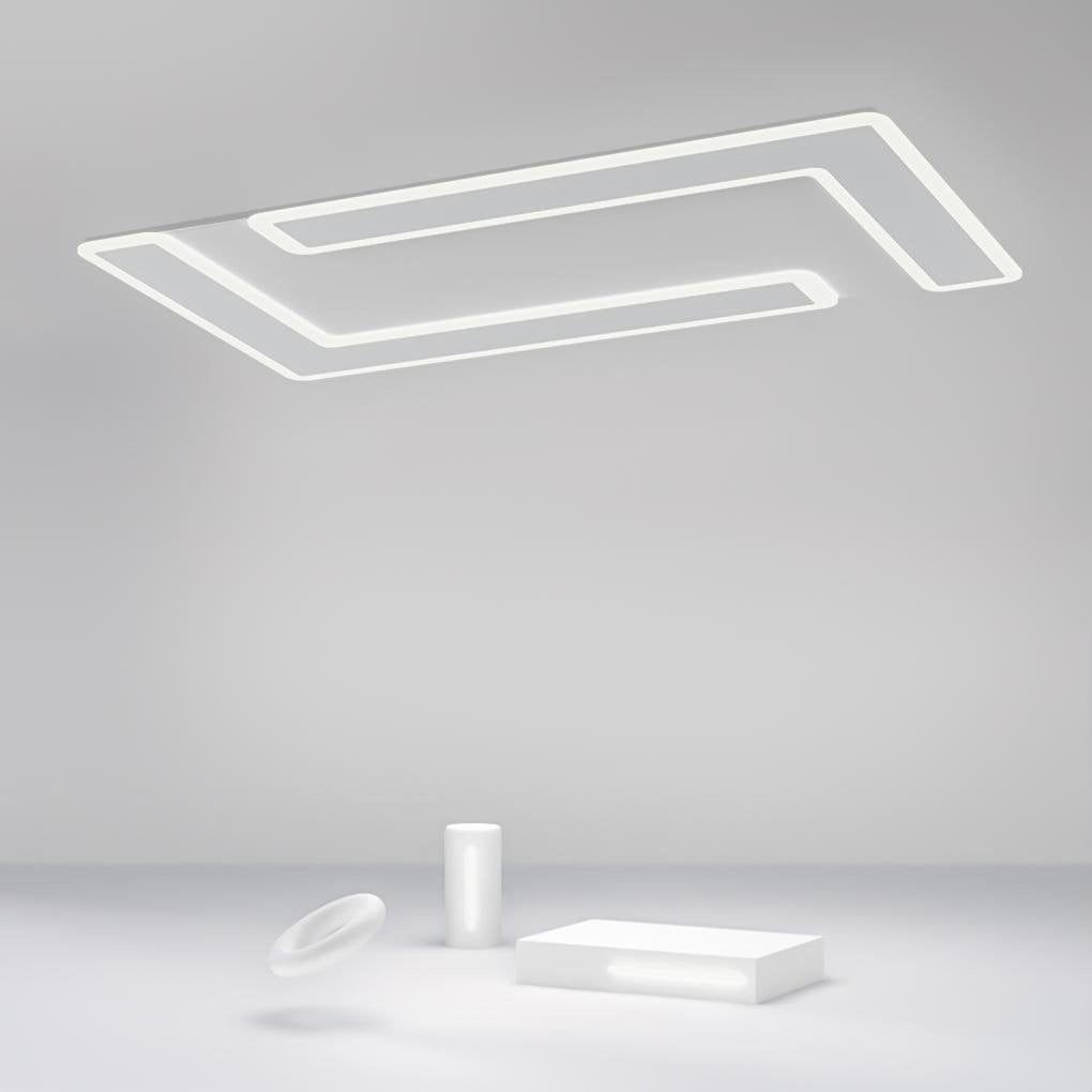 White Iron Flat Geometric Flush Mount Ceiling Lights for Living Room - Lamp Outdoor