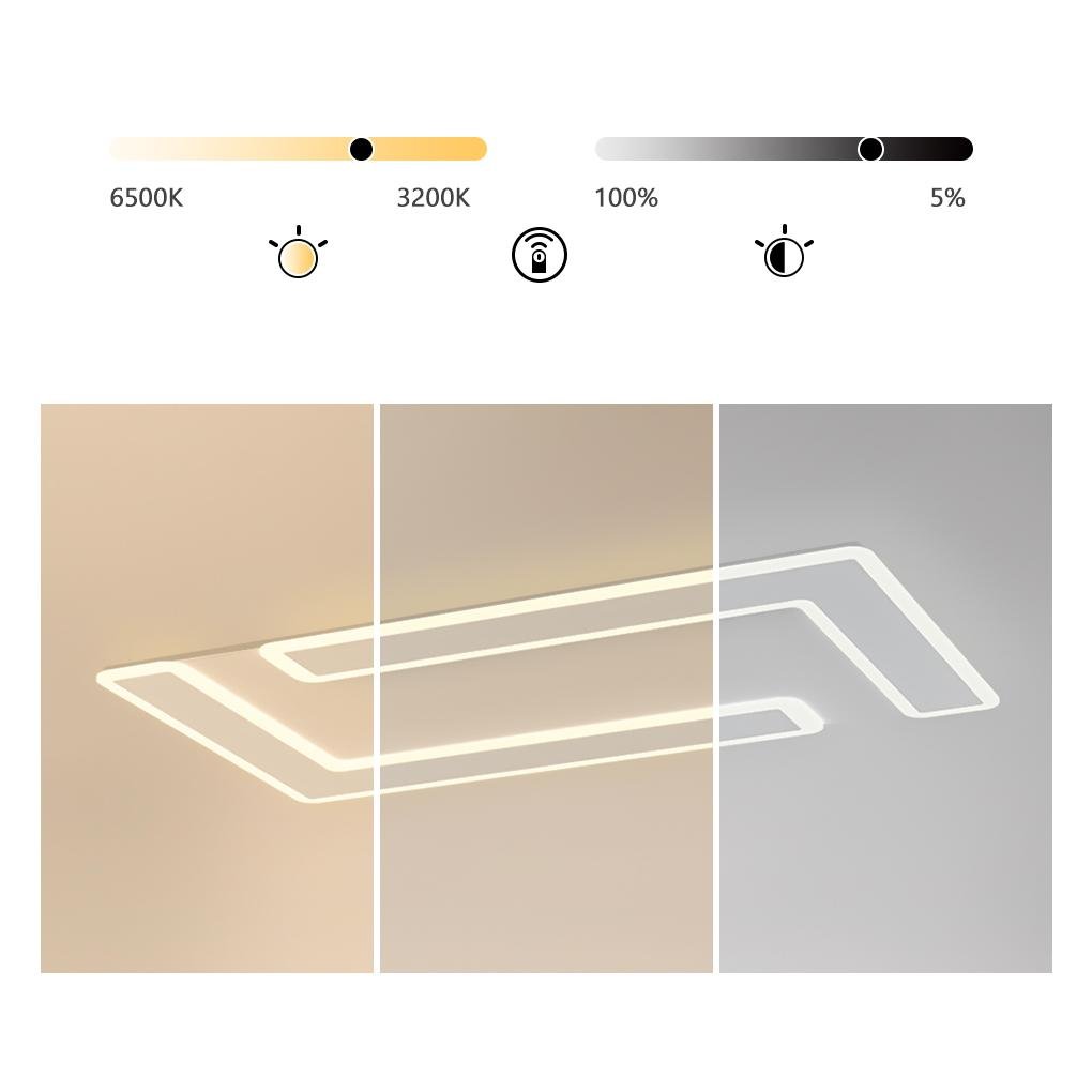 White Iron Flat Geometric Flush Mount Ceiling Lights for Living Room - Lamp Outdoor