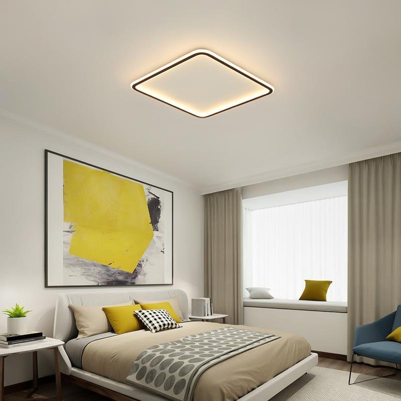 Square Industrial Black Flush Mount Ceiling Lights for Bedroom - Lamp Outdoor