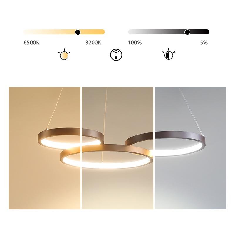3 Rings Chandelier Dimmable Ceiling Lights with Remote Control - Lamp Outdoor