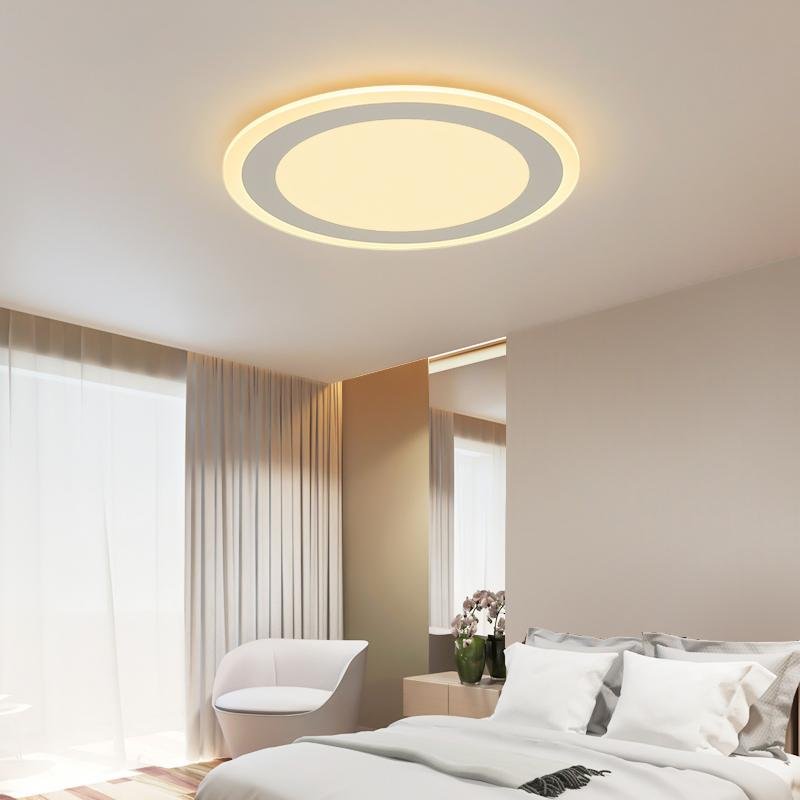 Modern Round Industrial Flush Mount White Ceiling Light for Bedroom - Lamp Outdoor