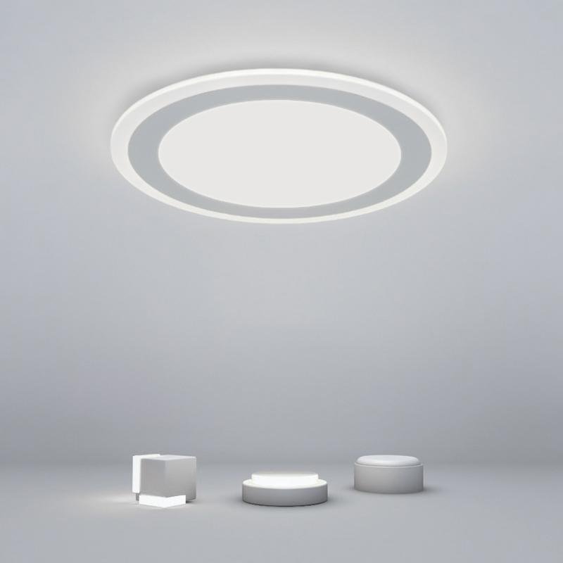 Modern Round Industrial Flush Mount White Ceiling Light for Bedroom - Lamp Outdoor