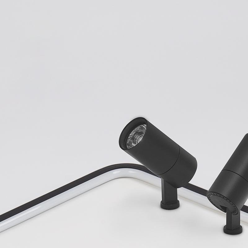 Black Square Industrial Flush Mount Spotlight - Lamp Outdoor