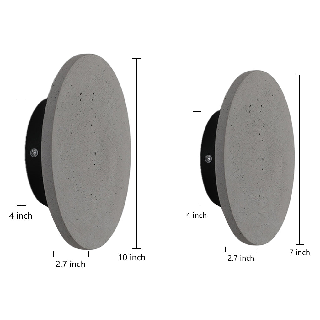Outdoor Round Gray Concrete LED Wall Flush Lights Accent Landscape Lighting - Dazuma