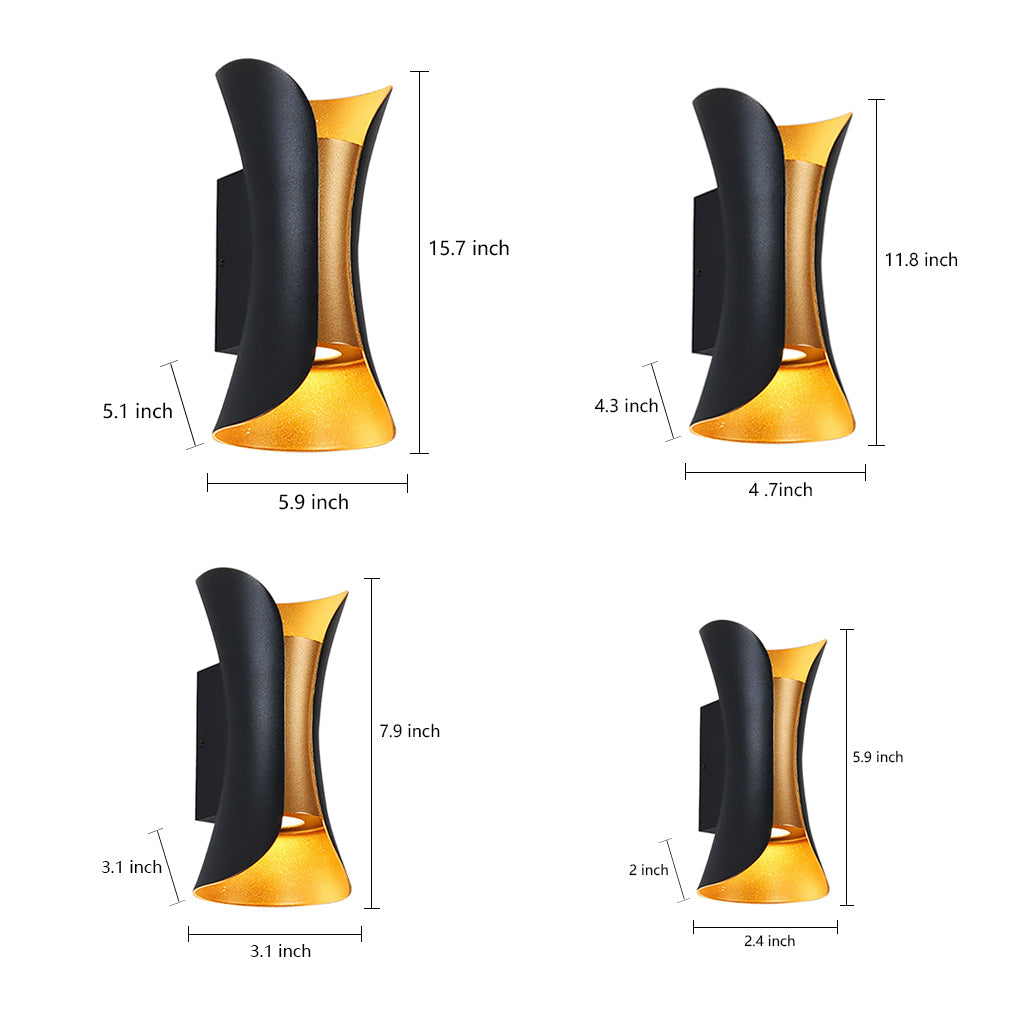 Curved LED Up and Down Lighting Waterproof Modern Outdoor Wall Lights - Dazuma