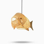 26'' Farmhouse Fish Shaped Bamboo Pendant Light - Lamp Outdoor