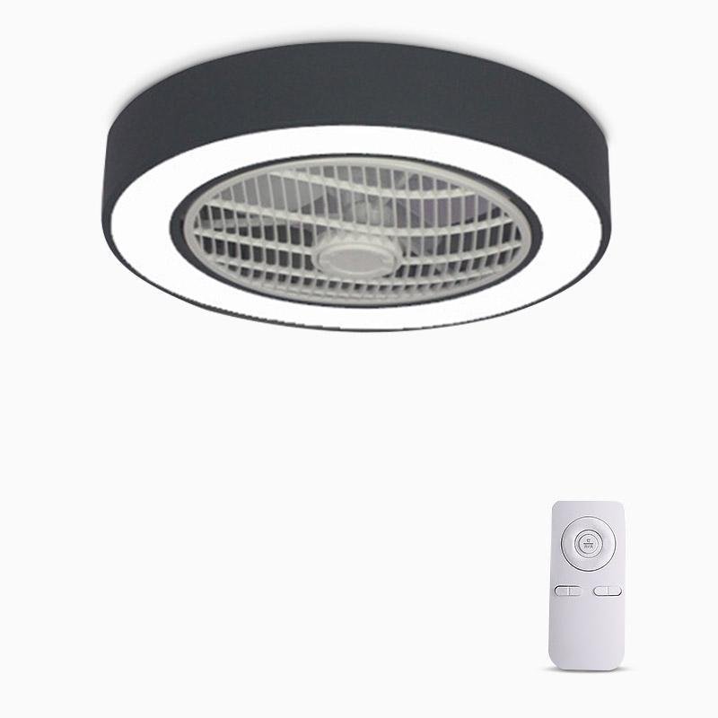 Compact Round Iron Modernized Flush Mount Bladeless Ceiling Fan With LED Lights - Lamp Outdoor