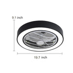 Compact Round Iron Modernized Flush Mount Bladeless Ceiling Fan With LED Lights - Lamp Outdoor
