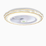 Goldish White Crown-Shaped Modern Bladeless Ceiling Fan with light and Remote - Lamp Outdoor
