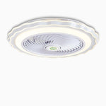 Goldish White Crown-Shaped Modern Bladeless Ceiling Fan with light and Remote - Lamp Outdoor