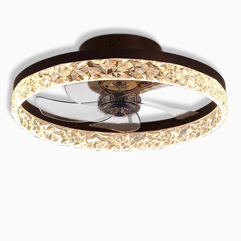 Daphne Circular Rustic Metal Flush Mount Ceiling Fan - Lamp Outdoor