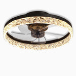 Daphne Circular Rustic Metal Flush Mount Ceiling Fan - Lamp Outdoor