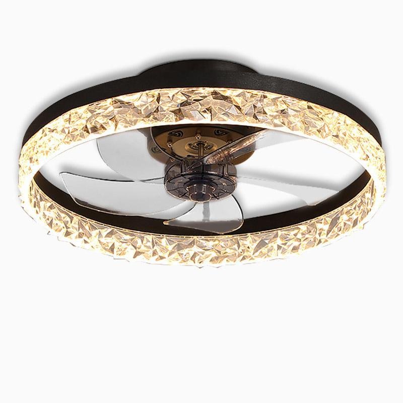 Daphne Circular Rustic Metal Flush Mount Ceiling Fan - Lamp Outdoor