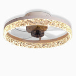 Daphne Circular Rustic Metal Flush Mount Ceiling Fan - Lamp Outdoor