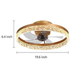 Daphne Circular Rustic Metal Flush Mount Ceiling Fan - Lamp Outdoor