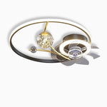 Kids Ceiling Fans with Lights Remote Round Flush Mount Ceiling Fans with LED lights - Lamp Outdoor