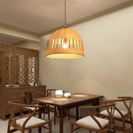 Dome Light Pendant Bamboo Pendant Light With a Seethrough Middle Area - Lamp Outdoor