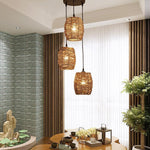 3 Piece Set of Transparent Burlywood Wicker Pendant Light Living Room Light - Lamp Outdoor