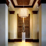 Sleek Modern-Looking Cylindrical Bamboo Pendant Light Entryway Hallway Lighting - Lamp Outdoor