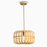 Circular Rectangle Bird Cage Pendant Light Burlywood Bamboo Ceiling Lights - Lamp Outdoor