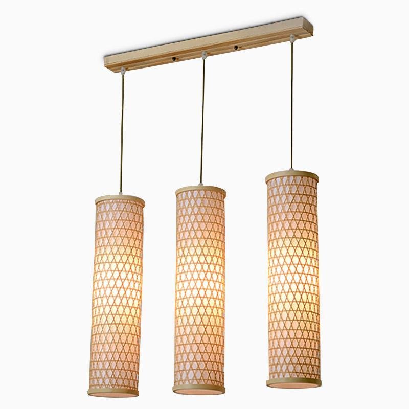 30'' Thin Cluster Cylinder Farmhouse Pendant Light Bamboo Pendant Lights - Lamp Outdoor