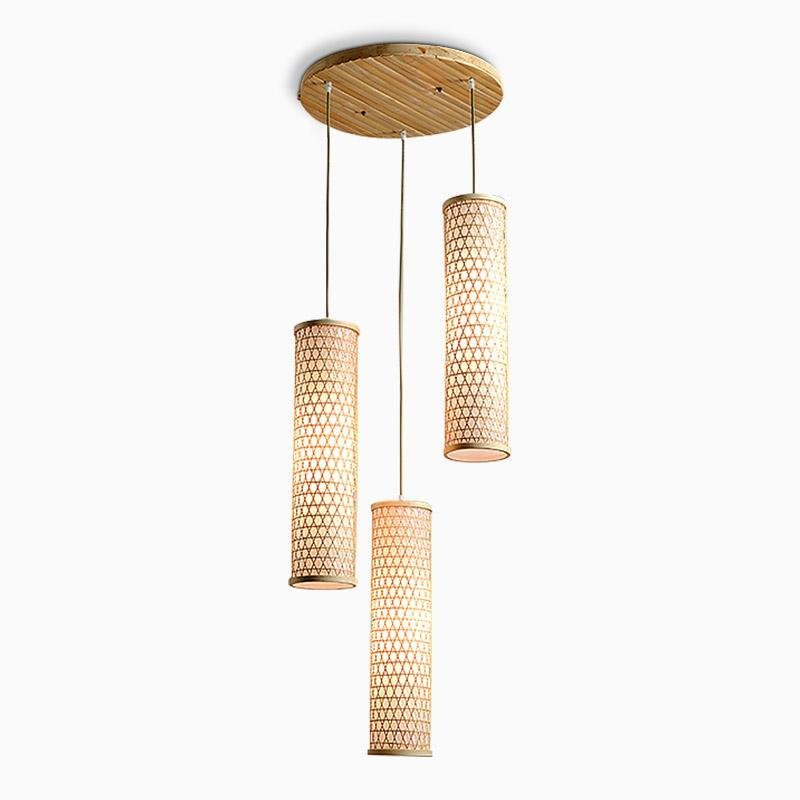 30'' Thin Cluster Cylinder Farmhouse Pendant Light Bamboo Pendant Lights - Lamp Outdoor